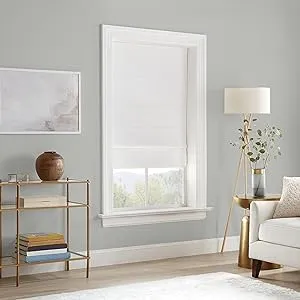 Eclipse Drew Blackout Textured Solid Cordless Roman Shade, 64" x 27" - White