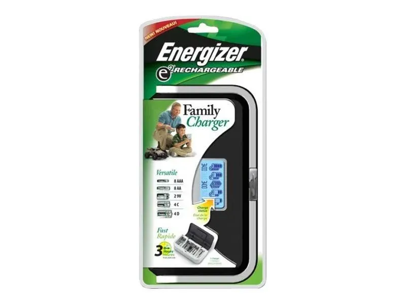 Energizer Recharge Universal Charger Family Size Charger for AA / AAA / C / D / 9V NiMH Batteries - CHFC