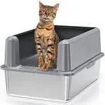 Suitfeel Enclosed Stainless Steel Cat Litter Box