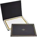 12-Pack Certificate Holders for Letter-Size Paper Award Diploma, Black with Gold Foil Border