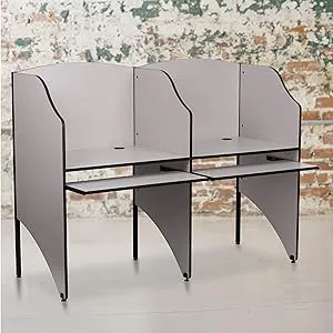 Flash Furniture Jordan Add-On Study Carrel in Nebula Grey Finish