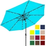 Best Choice Products 10' Solar LED Lighted Patio Umbrella with Tilt Adjustment, Light Blue