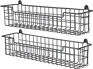 Spice Rack Organizer Wall Mount, Spice Organization Storage Shelf for Cabinet Door, 2 Packs Wall Spice Rack Saving Space for Kitchen, Black