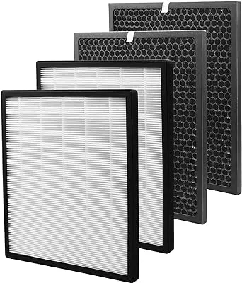 LV-PUR131 Replacement Filters Compatible with LEVOIT LV-PUR131 and LV-PUR131S Air Purifier, LV-PUR131-RF, 2 Pack True HEPA and Activated Carbon Filters (2 HEPA + 2 Carbon Filters)