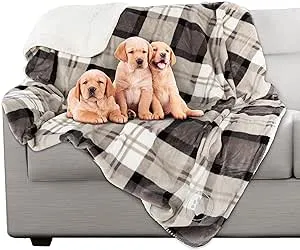 PETMAKER Pet Blanket - Reversible Waterproof Plaid Throw Protects Couch, Car, and Bed from Spills, Stains, or Fur - Dog and Cat Blankets (Gray)