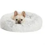 Best Friends by Sheri Luxury Shag Faux Fur Donut Pet Bed, Frost White, 23"