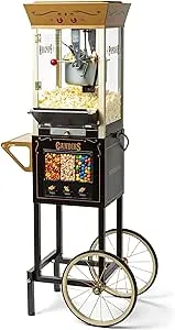 Nostalgia 8 oz Candy Snack Dispensing Popcorn Cart - Black