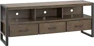 Leick Home 84360 Ender Mixed Metal and Wood TV Stand for 65" TV's, Smoke and Gunmetal Gray