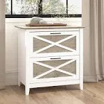 Bush Furniture Key West Lateral Modern File Cabinet Shiplap Gray/Pure White