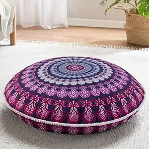 Codi 32 Inch Round Floor Pillow, Large Meditation Pouf Cushion , Memory Foam Stuffer Circle Throw Pillows - (Purple Orchid, 1 Count (Pack of 1))