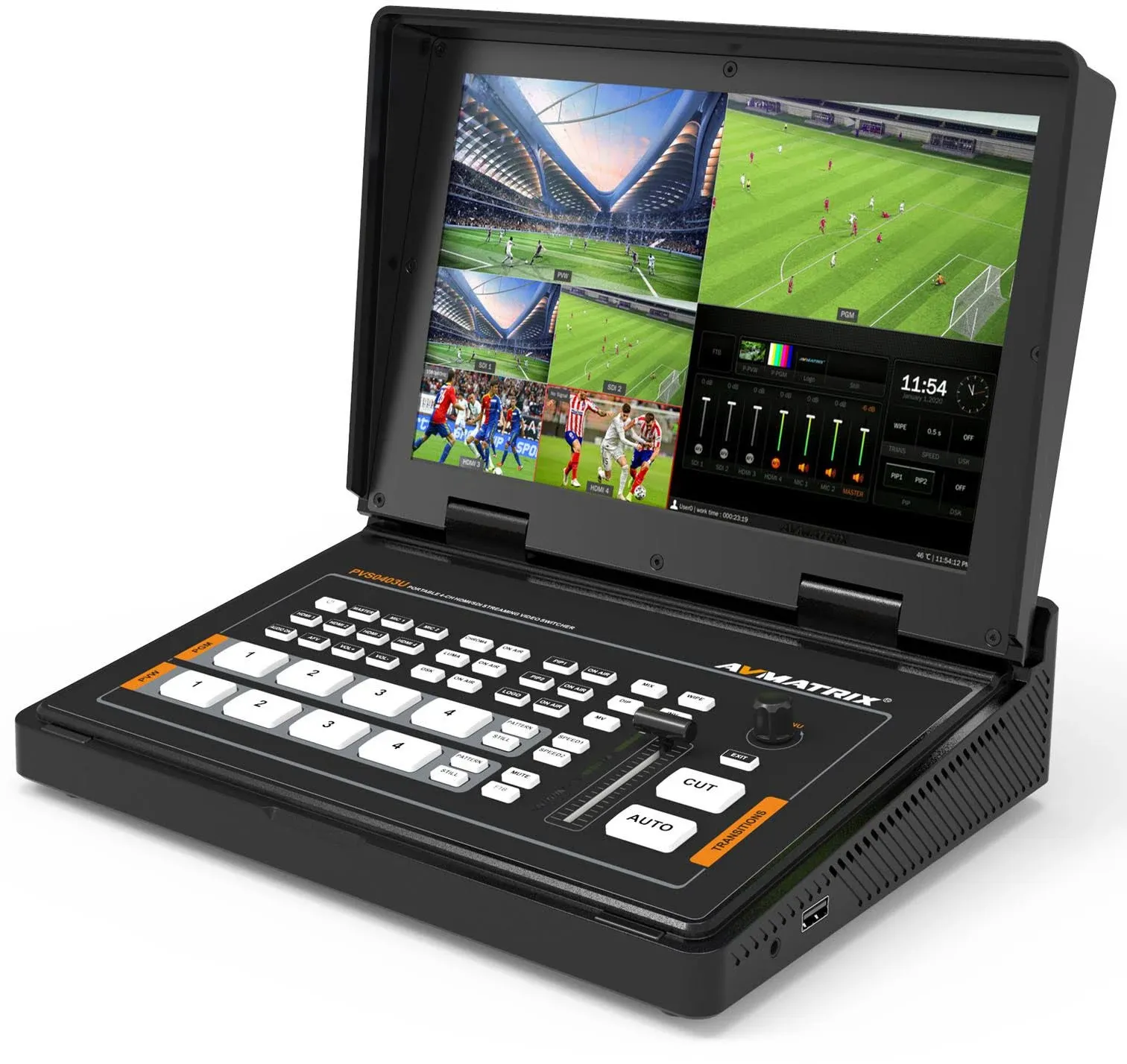 AVMATRIX PVS0403U 10.1&#034; Monitor SDI HDMI Multi-Format Live Streaming Switcher