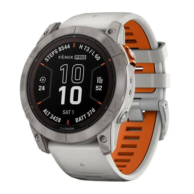 Garmin Fenix 7X Pro Solar, Sapphire, Titanium, Gray/Orange