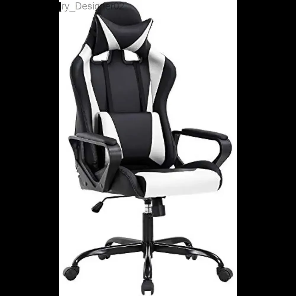 White Ergonomic Gaming Chair High Back Computer Racing