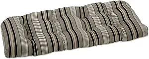 Outdoor/Indoor Cabana Stripe Black Wicker Loveseat Cushion - Contemporary - Outdoor Cushions And Pillows - by Pillow Perfect Inc | Houzz