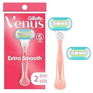 Gillette Venus Extra Smooth Razors for Women, 1 Venus Razor, 2 Razor Blade Refills, Designed for a Close, Smooth Shave