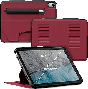 ZUGU CASE for iPad Air (M2) 11 inch (2024) iPad Air 4 & 5 10.9 Inch (2020/2022) - Protective, Ultra Thin, Magnetic Stand, Sleep/Wake Cover - Scarlet Red