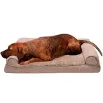 Furhaven Plush & Suede Full Support Sofa Dog Bed - Large - Almondine