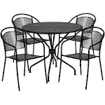 Flash Furniture Round Black Indoor-Outdoor Steel Patio Table Set 