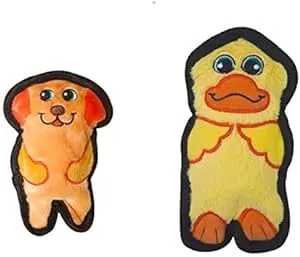 Outward Hound Invincibles Mini Plush Dog Toy 2-Pack, Dog and Duck, XS