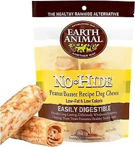 Earth Animal Dog No Hide Peanut Butter Chews 4" 2-Pack