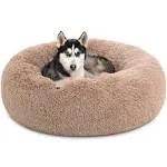 Bedsure Calming Dog Bed for Large Dogs - Donut Washable Large Pet Bed, 36 Inches Anti Anxiety Round Fluffy Plush Faux Fur Dog Bed, Fits Up to 100 lbs