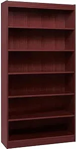 Lorell 6-Shelf 36 x 12 x 84-Inch Panel End Hardwood Veneer Bookcase, Mahogany