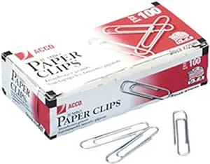 Acco Jumbo Paper Clips, Smooth, 100 Per Pack