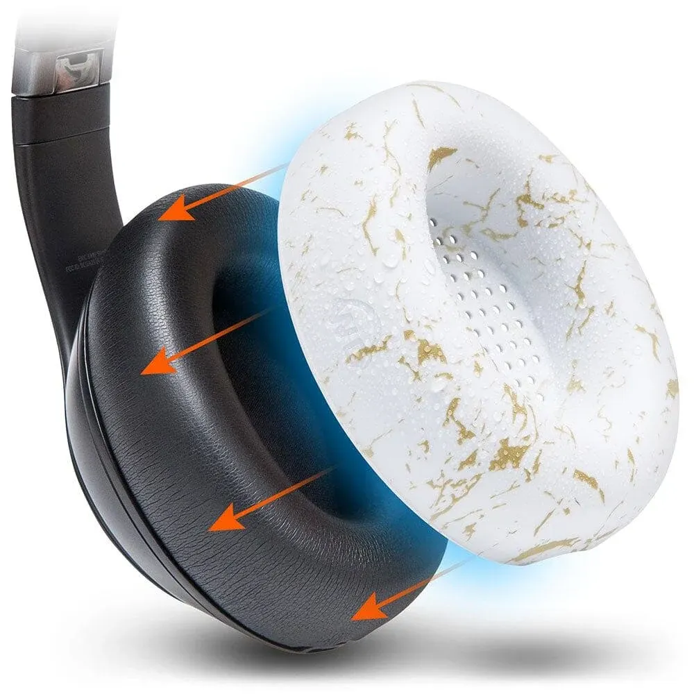 WC SweatZ Studio Pro - Patented Protective Silicone Earpad Covers for Beats Studio Pro Made by Wicked Cushions | Sweatproof & Easily Washable | Gold Marble