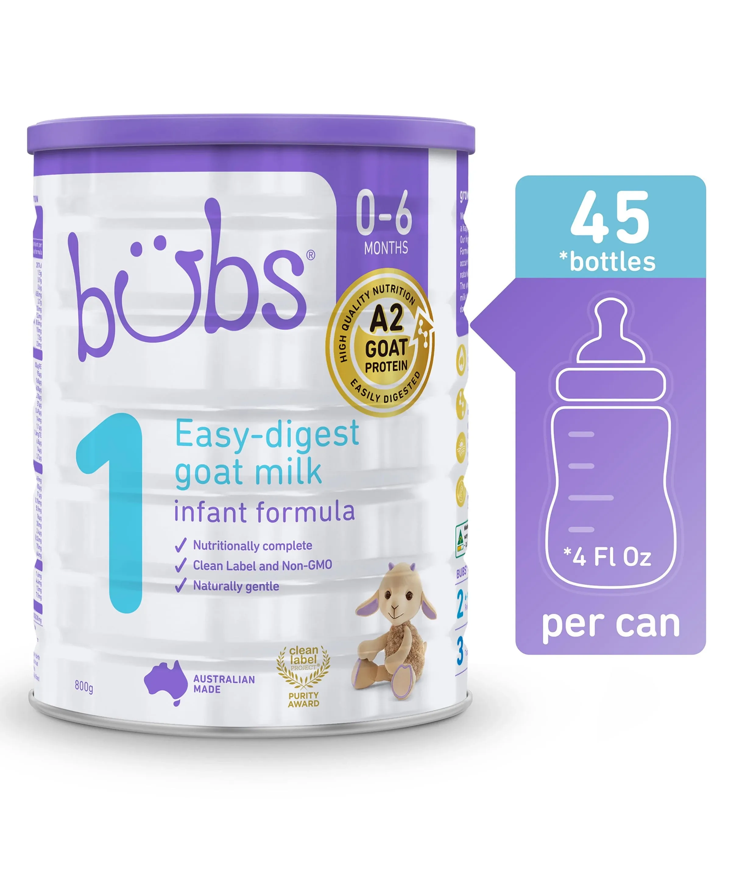 Bubs Goat Milk Infant Formula Stage 1, 800g (0-6 Months)