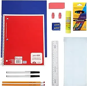 18 Piece Bulk School Supplies Kits - Pens, Pencils, Crayons, and More - Value Pack of 24 Kits - Essential Box of School Supplies for Elementary, Middle, and High School Students