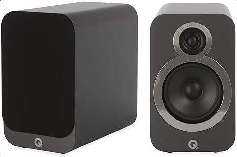 Q Acoustics 3020i Bookshelf Speakers Pair Graphite Gray - 2-way Reflex Enclosure Type, 5" Bass Driver, 0.9" Tweeter - Stereo Speakers/Passive Speakers for Home Theater Sound System