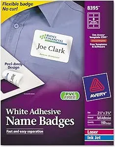 Avery Flexible Self-Adhesive Name Badges 8395, Wh