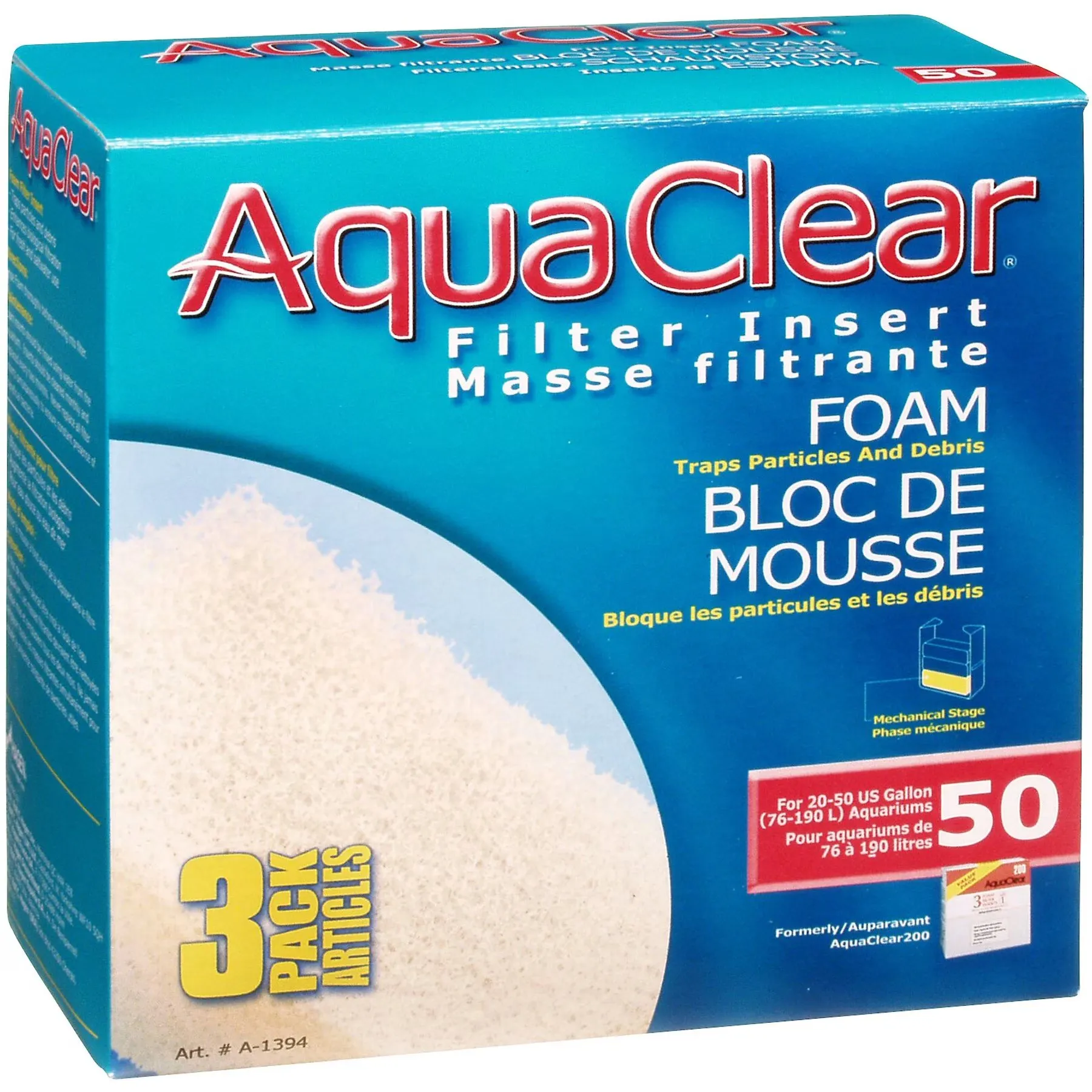 AquaClear Foam Filter Insert, 50 Gallon - 3 pack