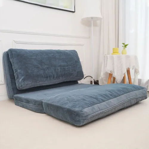 N&amp;V Convertible Folding Sofa, Foam Futon Sofa Bed, Bean Bag Floor Bed Sofa, Blue