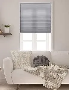 Arlo Blinds Single Cell Light Filtering Cordless Cellular Shades, Color: Grey, Size: 18" W x 60" H