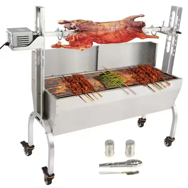 VEVOR Spit Rotisserie BBQ Grill 46" 132 lbs Capacity 50W Electric Roaster with Windscreen New