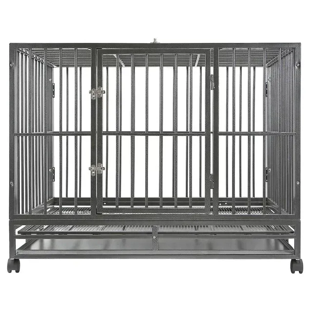 SmithBuilt Large Heavy-Duty Dog Crate Cage Two-Door Indoor Outdoor Pet & Animal Kennel with Tray