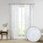 Botanical Printed Texture Sheer Window Pair Neutral