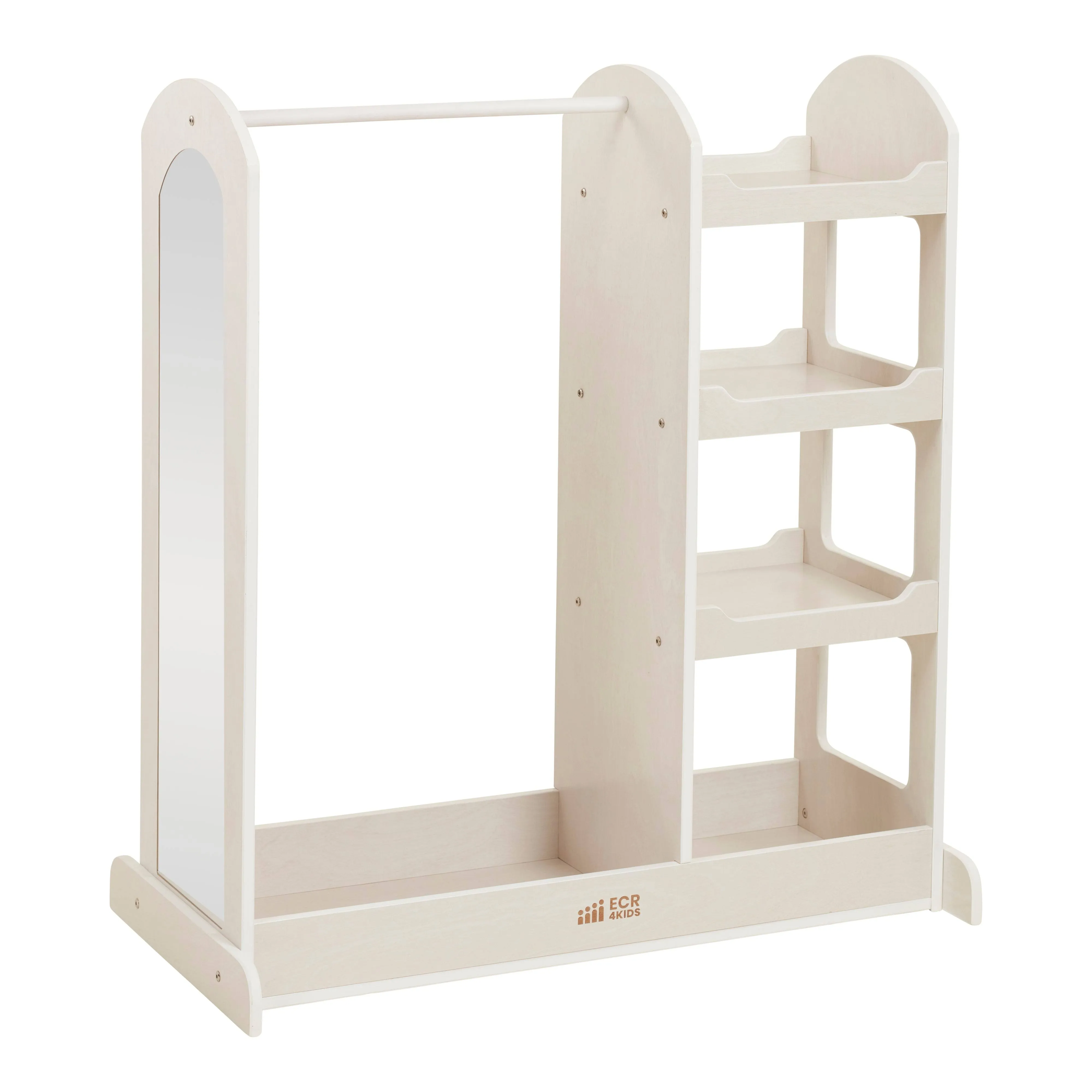 ECR4Kids Dress Up Center with Mirror, Costume Organizer White Wash