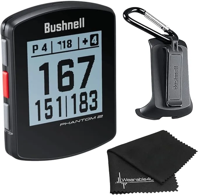 Bushnell Phantom 2 GPS Rangefinder with Bite Magnetic Mount and Greenview Black / +Cleaning Cloth