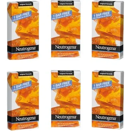 Neutrogena Transparent Facial Bar Unscented Pack, (Pack of 6)