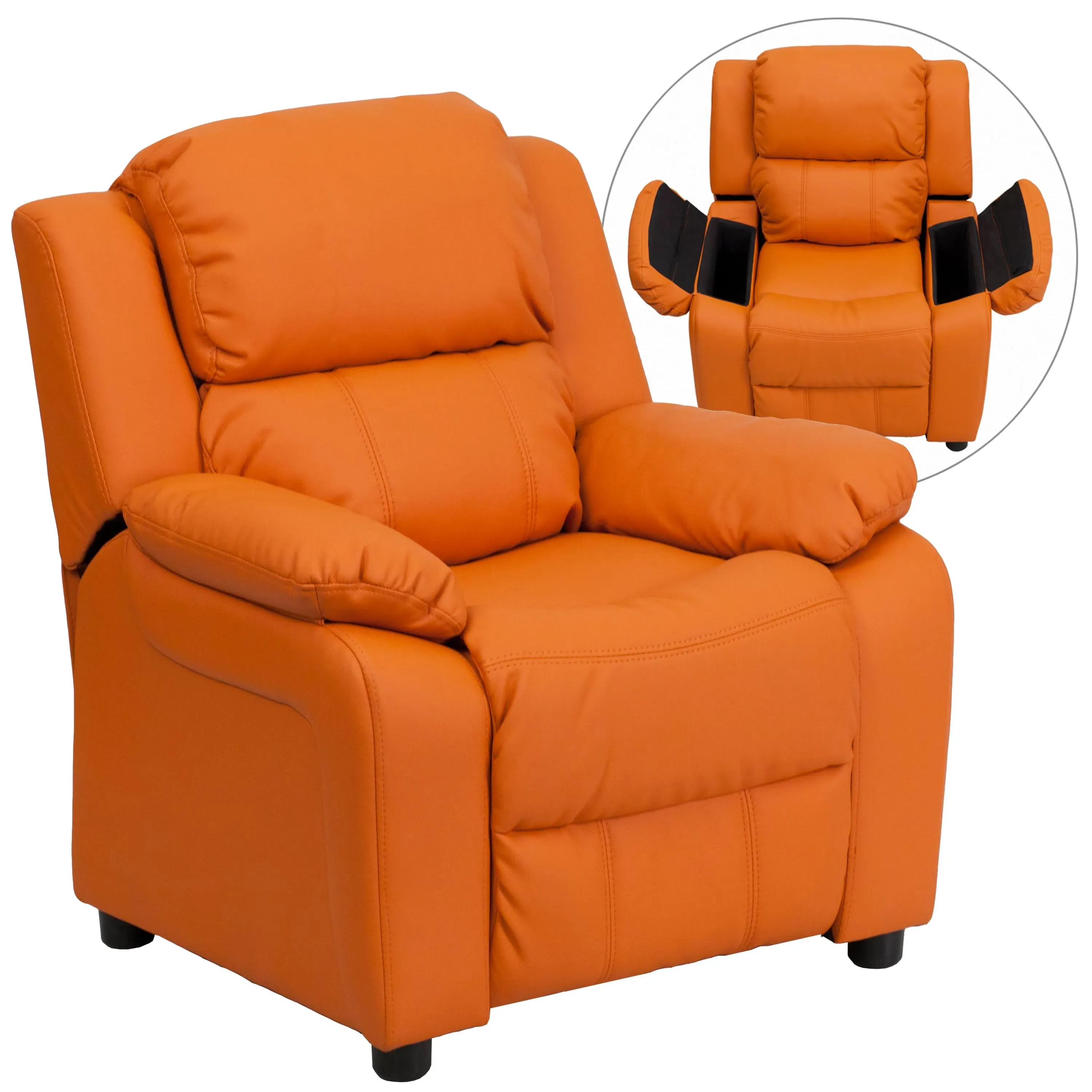 Flash Furniture Kid's Recliner with Storage Orange Vinyl - BT-7985-KID-ORANGE-GG