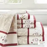 Madison Park Red Serene Embroidered Cotton Jacquard 6 Piece Towel Set