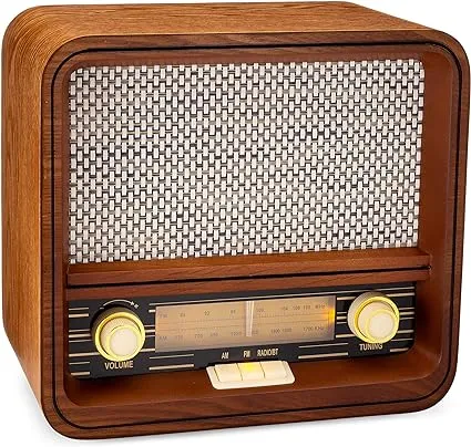 ClearClick Classic Vintage Retro Style AM/FM Radio with Bluetooth & Aux-in - Handmade Wooden Exterior