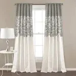 LUSH DÉCOR Garden Print Curtains Darkening Window Pair), 84 in x 52 in, grey