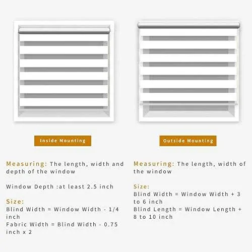 LUCKUP Horizontal Window Shade Blind Zebra Dual Roller Blinds Day and Night Blinds Curtains,Easy to Install 25.6" x 59" (2 Pack)