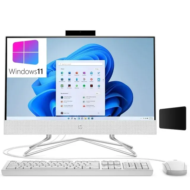 HP 22 AIO 21.5" FHD All-in-One Desktop Computer, Intel Celeron J4025 Up to 2.9GHz, 64GB DDR4 RAM, 2TB SSD, 802.11AC WiFi, Bluetooth 4.2, Keyboard and Mouse, White, Windows 11 Home