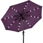 Best Choice Products 10ft Solar LED Lighted Patio Umbrella w/ Tilt Adjustment, UV-Resistant Fabric - Amethyst Purple