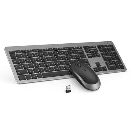 2.4GHz Silent USB Wireless Keyboard and Mouse Combo - Full-Size Keyboard with Phone Holder and Mouse for Computer, Desktop and Laptop (Purple)