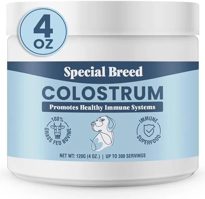 Special Breed Bovine Colostrum for Dogs and Cats, Immune Support Supplement for Allergy and Itch Relief, Grass Fed Colostrum Powder (120 Grams)